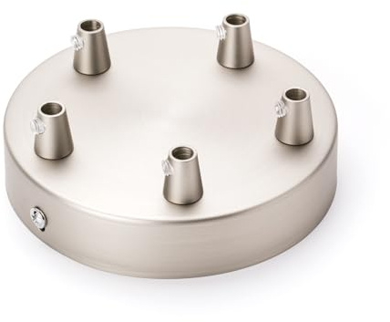 Baldachin mit 5 Kabelauslässen Abdeckung (Ø 120 mm), Deckenbaldachin für Hängeleuchte, Metall, silber matt