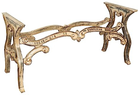 Biscottini Tischgestell aus Gusseisen, L148XPR58XH70 Schmiedeeisen für den Garten, Tischfuß aus Glas, Tischfuß für Außen- und Innenbereich, Antik-Finish
