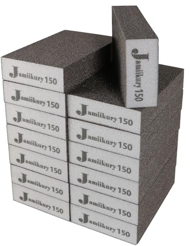 Jamiikury 16pcs Sanding Blocks Assortment Kit, Foam Sanding Block Abrasive Pads, Sponge Sand Block Washable and Reusable, Wet & Dry for Wood Metal Drywall and Furniture Paint - 150 Grit