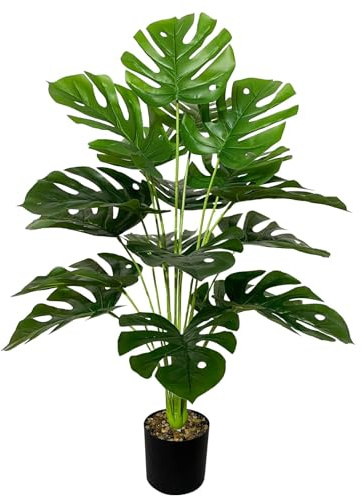 AIVORIUY künstliche Pflanzen wie Echt Areca Palme kunstpflanze im Topf Groß Gefälschte Kunstbaum für den Innen- und Außenbereich Wohnzimmer Schlafzimmer Büro Dekoration (75cm Große Grüne Monstera)