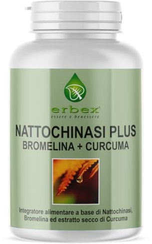 ERBEX - Integratore a Base di Nattochinasi, Bromelina e Curcuma Capsule di Curcuma e Curcumina