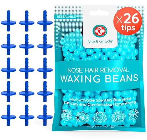 Medi Grade Perle de Cire Epilation 50g avec Embouts Remplacement pour Nez | Recharge de perles de cire avec 26 embouts pour cire nez, Compatible avec le kit Medi Grade pour épilation nez à domicile