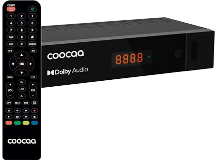 COOCAA - Digitaler HD-Satellitenempfänger HDS2610 - Sat Receiver für Full HD-Fernsehen - Zugang zu über 2000 Kanälen - Dolby Audio - inklusive HDMI Kabel - Benutzerfreundliches Menü - schwarz