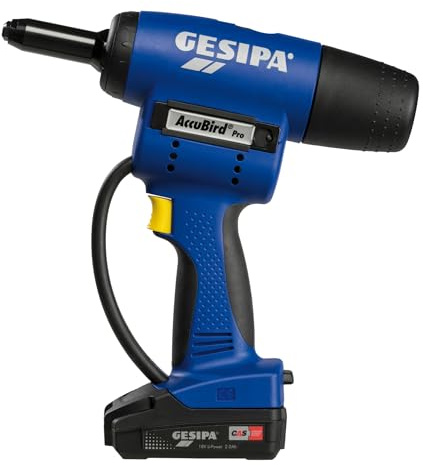 Gesipa AccuBird Pro CAS mit Andrückauslöser /1 Li-Ion Akku 18V, 13.00 N, Blindniete ab Ø 2,4 mm Alu bis Ø 6 mm aller Werkstoffe (max. Dorn-Ø 3,7 mm), 1680294