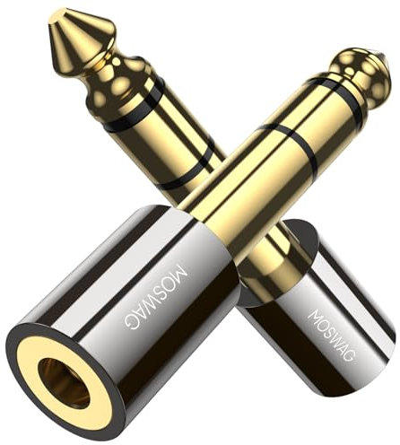 MOSWAG Headphone Adapter, 6.35mm Male to 3.5mm Female Adapter, 3.5mm to 1/4 adapter, Headphone Jack Adapter Compatible with Audio Cable, Desktop, Laptop, Tablet, Mobile Phone (2Pack)