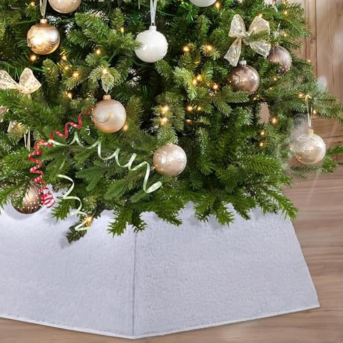 Weihnachtsbaum Kragen, 65cm Silber Plüsch Tannenbaum Korb, baumständer Abdeckung Weihnachtsbaum umrandung für Weihnachten Party Xmas Deko