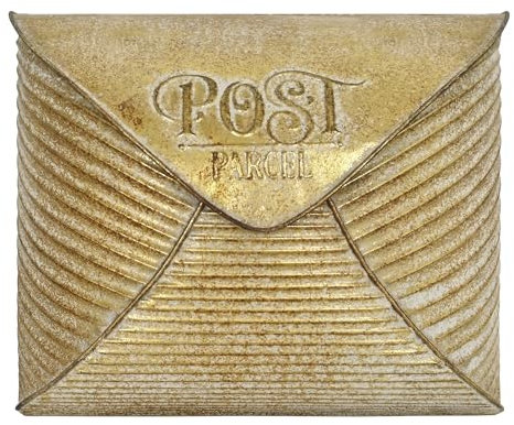 BIG FORTUNE Wall Mount Mailbox for House Outside,5 D x 13.8 W x 11.2 H,Vintage Metal Door Mailbox Antique Style Nostalgic Charm Home Decor Garden Vintage English Cottage Decor(Gold)