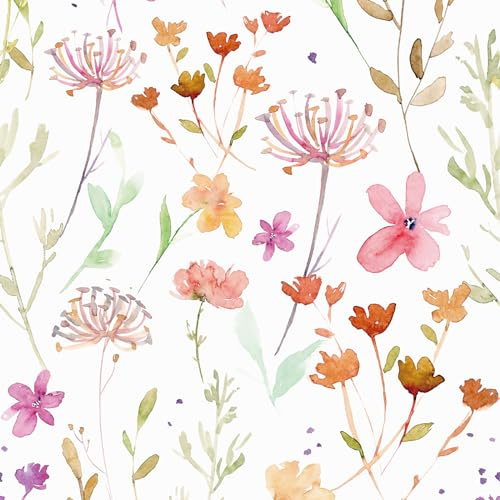 VEELIKE Fototapete Blumen Rosa Selbstklebende Tapete 44.5 cm x 900 cm Möbelfolie Blumen Mustertapete Klebefolie Möbel Wandtapete Schlafzimmer Möbelfolie Küche Klebetapete Wohnzimmer Abnehmbar