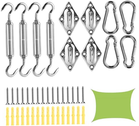 Gcroet Sun Shade Sail Fixing Kit Stainless Steel Awning Attachment Set Shade Sail Hardware Accessories