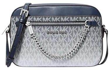 Michael Kors Jet Set East West - Borsa a tracolla grande con catena, colore: Blu navy