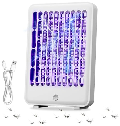 Mineup Insektenvernichter Elektrisch, 1200mAh Mückenlampe Akku, Mückenfalle Elektrisch, USB Wiederaufladbarer Fliegenfalle, 360° UV Mückenvernichter Lampe Für Küche Innen Außen Camping
