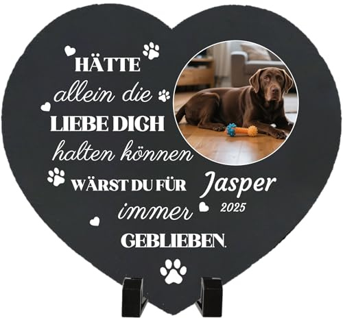 Umitive Individueller Grabstein für Haustiere - Personalisierte Gedenktafel mit Foto & Name - Hundegrab, Tierfriedhof Dekoration - Erinnerungsgeschenk für verstorbene Tiere (Style J)