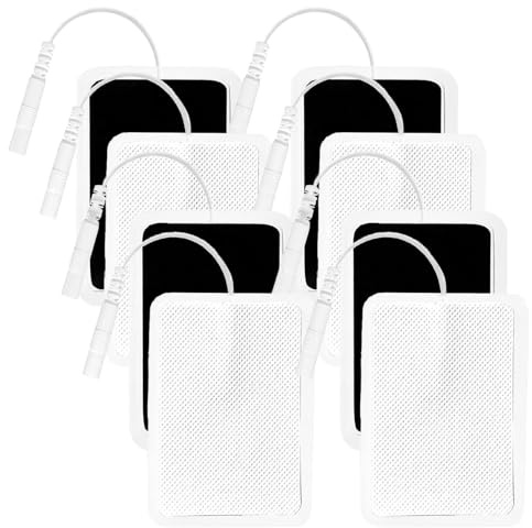 TENS Elektroden Pads, 10 Stück 5X10cm Selbstklebende Ersatzpads Elektroden Patches,mit 2mm Universal Pin Anschluss,Elektroden wiederverwendbar zur Linderung von Muskel,Gelenkschmerzen Kompatibel