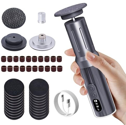 RoserRose Rimozione calli 3 in 1 elettrico 2025 con indicatore LED, rimozione calli con 6 dispositivi per la cura dei piedi, 3 inserti di ricambio, set professionale ideale per calli secchi