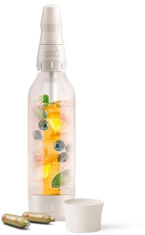 iSi Twist'n Sparkle Virtuoso Machine à gazéifier 0,95 l – Machine à soda pour eau pétillante, jus et cocktails – Machine à gazéifier et à soda avec housse en silicone antidérapante – Machine à eau