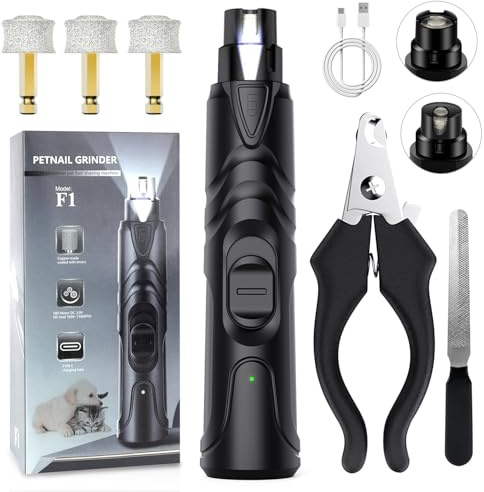 ETENTOUS Krallenschleifer für Hunde, Neuester Profi Krallenschleifer mit 3 Anschlüssen (mit krallenschere), Superleise, Dog Nail Grinder für Große, Mittelgroße, Kleine Hunde