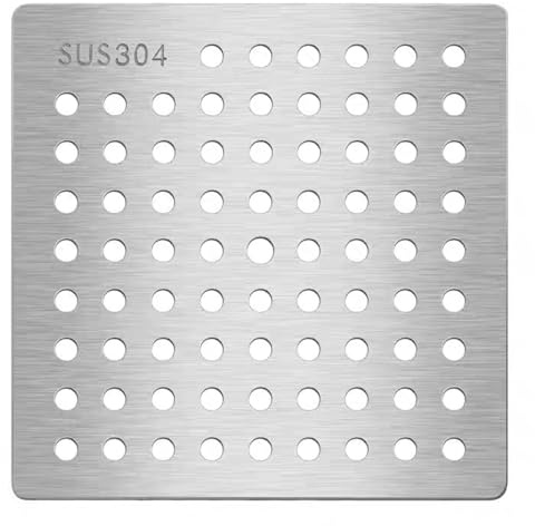GUTIXI Bouchon de vidange carré en acier inoxydable 304, protection de vidange de douche, couvercle tourbillon, 1 pièce (9 x 9 cm)