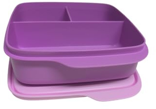 Tupperware to Go Lunchbox clevere Pause 550 ml Brotdose mit Trennwand auslaufsicher Eco+ Schule Kindergarten Dose mit Abteilung 3- fach Abtrennung pastell lila 550ml
