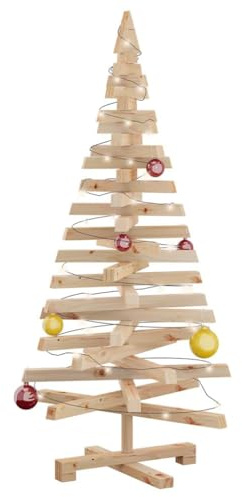 vidaXL Árboles de Navidad Natural 120 cm Madera Maciza de Pino, Sala Moderna, Árbol de Navidad Falso, Decoración Festiva, Ramas Ajustables, Madera de Pino Minimalista