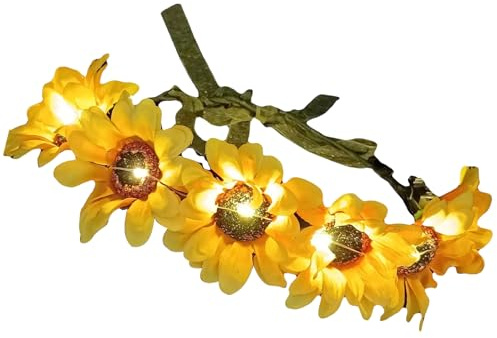 LAIOUSN Diadema de flores LED con corona de flores iluminada, tocado floral para bodas, fiestas y ocasiones festivas, accesorio de fiesta de cumpleaños