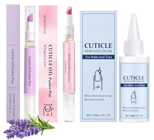 Nagelpflege-Duo: Nagelhautentferner-Gel & 2 Keramik-Nagelhautölstifte, 3-in-1-Nagelhautschieber & -weichmacher, Nagelpufferstifte mit Mikrodosierung von Öl gegen eingerissene Nagelhaut & trockene Näge