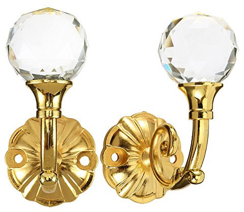 LoveStory 2X Grande Metallo Cristallo Vetro Appeso Tenda Reggiseno Tie Back Ganci (Oro)