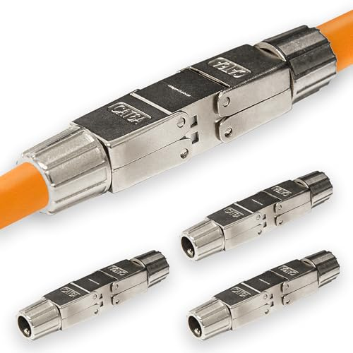 Premium X 4x CAT 6a RJ45 Netzwerkkabel Verlängerung LAN Kabel CAT5, CAT6 und CAT7 Verbindungsstecker Ethernet Installationskabel Verbinder Kupplung Netzwerkstecker Adapter Werkzeuglos