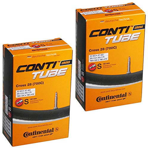 Continental Cross 28 Lot de 2 Chambres à air pour vélo 700 x 32-42c Valve Presta 42 mm Noir