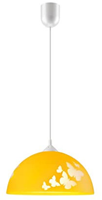 Licht-Erlebnisse Gelbe Hängeleuchte Kinder Glas Schirm Schmetterlinge farbenfroh THORLEY Lampe Kinderzimmer Mädchen Jungs