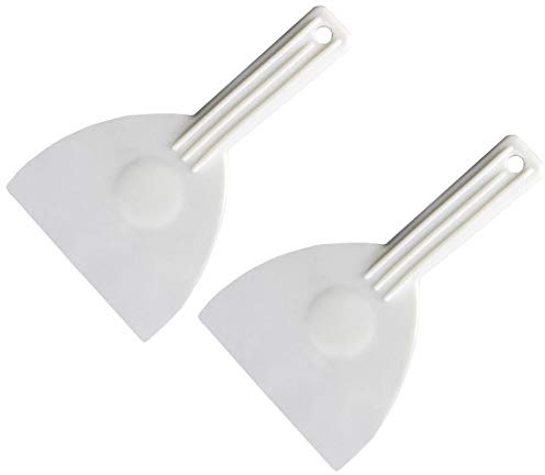 2Pcs Kitchen Plastic Scraper with Handle Dough Pastry Scraper Cutter Baking Cake Cream Chocolate Trimming Scraper Spatula Pizza Cutter for Bread Dough Cake Fondant Icing, White