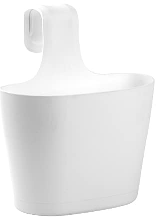 Gariella Blumenkasten oval 2,8 Liter Balkon Übertopf Pflanzkasten Blumentopf zum Hängen mit 1. Bügel und Wasserspeicher Weiß
