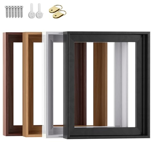 Texas Art 11x14 Canvas Floater Frame for 1 to 1.25 Deep Gallery-Wrapped Canvas, PS Wood Grain Floating Picture Frame with Hanging Kit for Oil Paintings, Prints and Wall Art, Dark Walnut
