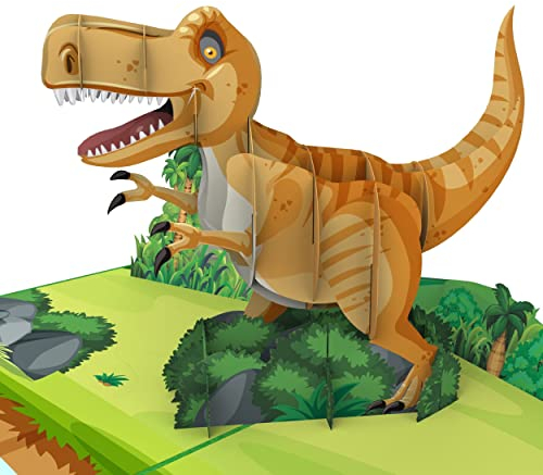 MOKIO® Pop-Up Karte für Kinder – T-Rex Dinosaurier – 3D Dino Grußkarte zum Geburtstag, Geburtstagskarte für Mädchen und Jungen