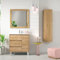 Mueble de Baño al Suelo con Lavabo Cerámico Cervino | Mueble Baño con Patas de 3 cajones y 1 Puerta con Cierre Amortiguado y Organizador Máximo Almacenamiento | Roble Natural | 100cm