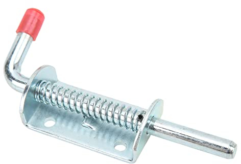 BORDSTRACT Pasador de pestillo con resorte, pasador de resorte de remolque de hierro galvanizado de 10 mm Pestillo de perno cilíndrico para soldar o atornillar en puerta de madera o metal