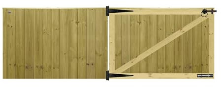Premier Garden Supplies PGS Tongue & Groove Fully Framed Capped Flat Top Made to Measure Driveway Gates Measurements Height <3ft (90cm) x Width: 244cm - 274cm +450mm Hinge Ring Latch Kit