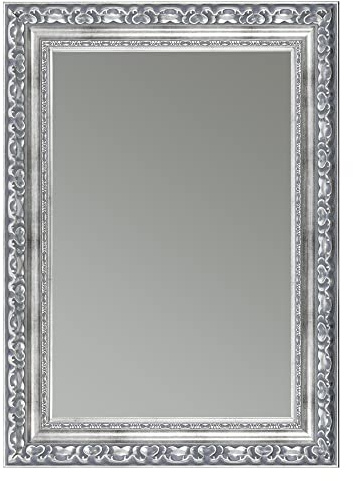 CLAMARO Otto Barock-Wandspiegel Fichte Massivholz, 80 x 80 cm, HDF-Rückwand | Echtglas Spiegelscheibe, Metall-Aufhänger, Hoch- und Querformat montierbar, handgefertigt in Deutschland