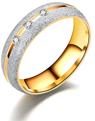 YAHOYA Anneaux de Mariage en Acier Inoxydable pour Femmes et Hommes Cristal Simple Or fiançailles Bijoux Couple Bague Amant Cadeau
