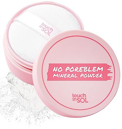 TOUCH IN SOL No Poreblem Mineral Powder – No Sebum Setting Powder for Oily Skin, Oil Control Blurring Finish, Translucent Korean Makeup, K-Beauty Essential (0.17 oz)