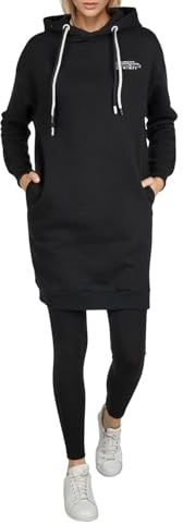 DENIMFY DFAnna dam hoodie extra stor hoodie pullover med fickor pullover klänning lång skjorta tröja tröja klänning top mönster lång beige svart grön S M L XL, L