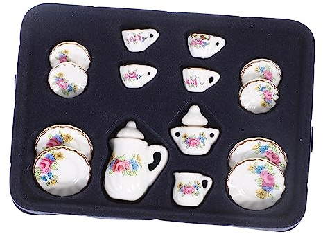 VALICLUD 1 Juego Modelo De Juego De Té De Vajilla Regalo De Fiesta De Cumpleaños para Niños Juguetes De Juego De rol para Niños Accesorios De Té Mini Tetera Taza De Café Cerámica Miniatura
