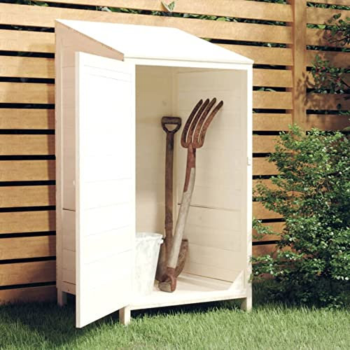 ARKEM Geräteschuppen Weiß 55x52x112 cm Massivholz Tanne GeräTeschuppen Klein Outdoor Storage Shed