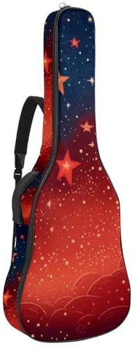 Tasche für Akustikgitarre, wasserdichte Tasche für 40/41/42 Zoll Gitarre, mehrere Taschen, roter Sternenhimmel, mehrfarbig, 42.9x16.9x4.7 in, Gitarrentasche