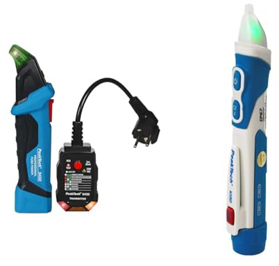 PeakTech 3432 Détecteur de fusibles/circuit électrique avec testeur de prise 230 V & 1032 Testeur de tension AC sans contact avec lampe de signal LED et vibration, plage