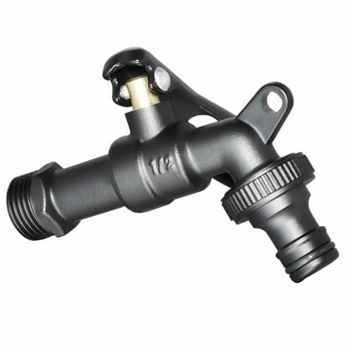 Wasserhahn, für den Außenbereich, mit Schlüsselschloss, zur Wandmontage, antiker Einhandgriff, Anti-Diebstahl-Wasserhahn, Schwarz