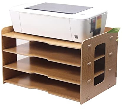 Drucker Regal Druckerständer, dicker Aktenhalter, Holz, für den Schreibtisch, mehrschichtig, 4-Gitter-Bürobücherregal, A3-Papieraufbewahrungsbox, Informationsbox, A4-Druckerregal, Druckerständer für