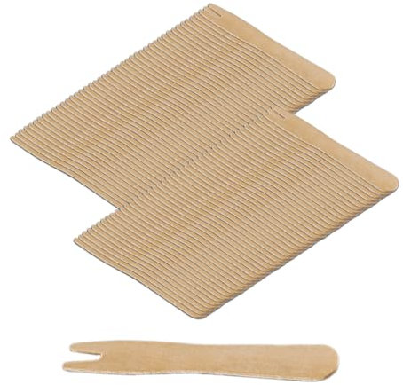 UEAVOID Set 100 Pezzi Forchette in Legno Monouso per Feste Compleanni Campeggio Picnic Posate Eco-Friendly per Patatine Fritte Snack Stuzzichini