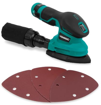 VONROC Ponceuse sans fil 12V - Batterie, câble usb-c et papier de verre inclus