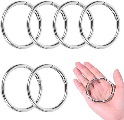 OWLMATE 6 Stück Karabiner Rund, Ring Karabiner, Karabinerhaken Rund, Karabiner Rund Edelstahl O Ring Schlüsselanhänger Karabinerhaken für Tasche Handtasche DIY Handwerk Machen Silber