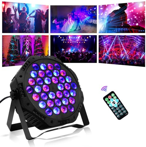 BrightWish Disco Lights for Parties, 36 LED Stage Lights with DMX & Remote Control, 7 Mode RGB Effect for DJ Events, Kids Party, Club, Bar, Home Birthday